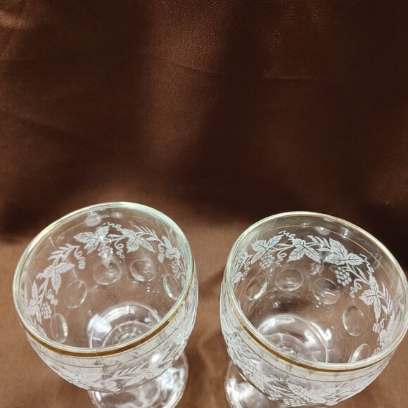 2- Vintage Indiana Glass, Bartlett and Collins, White Grape & Leaf, Gold Trim - Picture 3 of 9